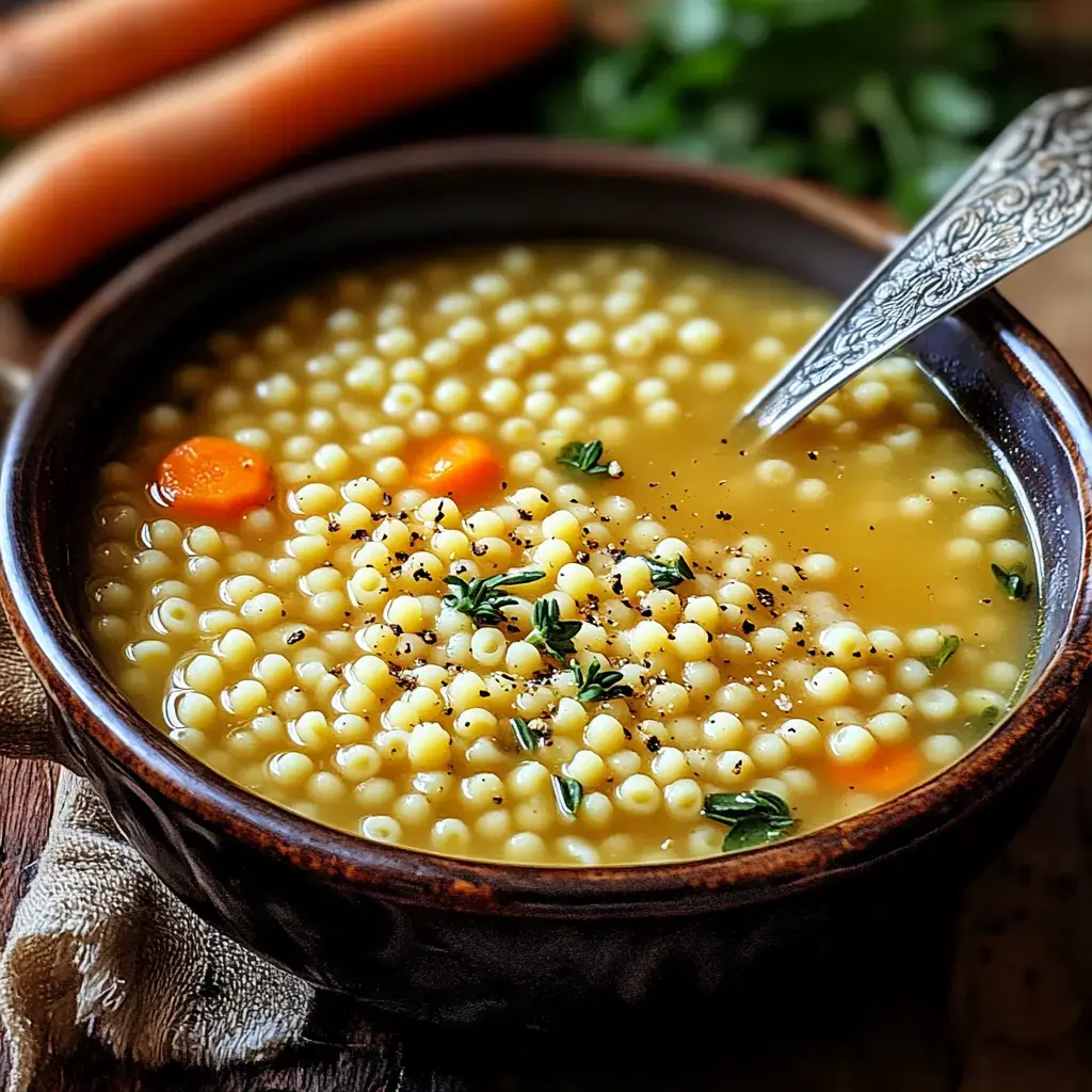 A cozy bowl of soup with star-shaped pasta, diced veggies, and fresh herbs, sprinkled with black pepper.