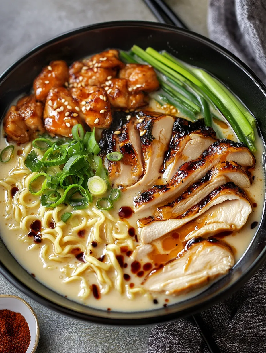 Fiery Chicken Ramen with Creamy Garlic Sauce Recipe