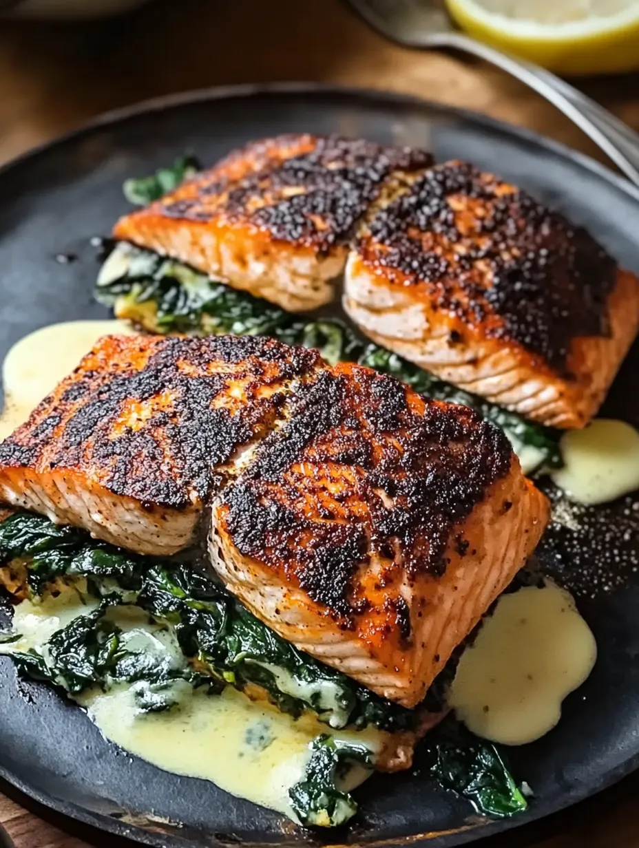 Esy Blackened Spinach Stuffed Salmon Recipe