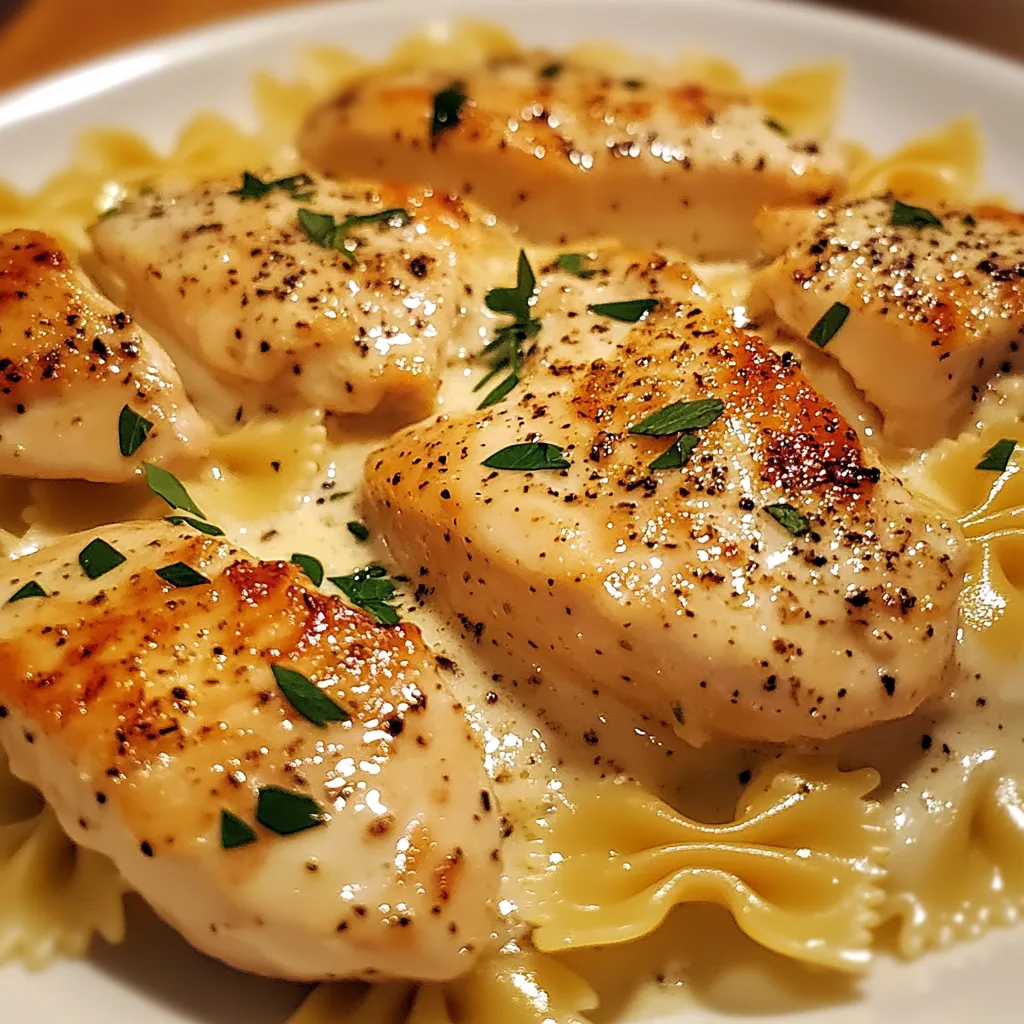 Creamy Bowtie Pasta with Lemon Garlic Chicken