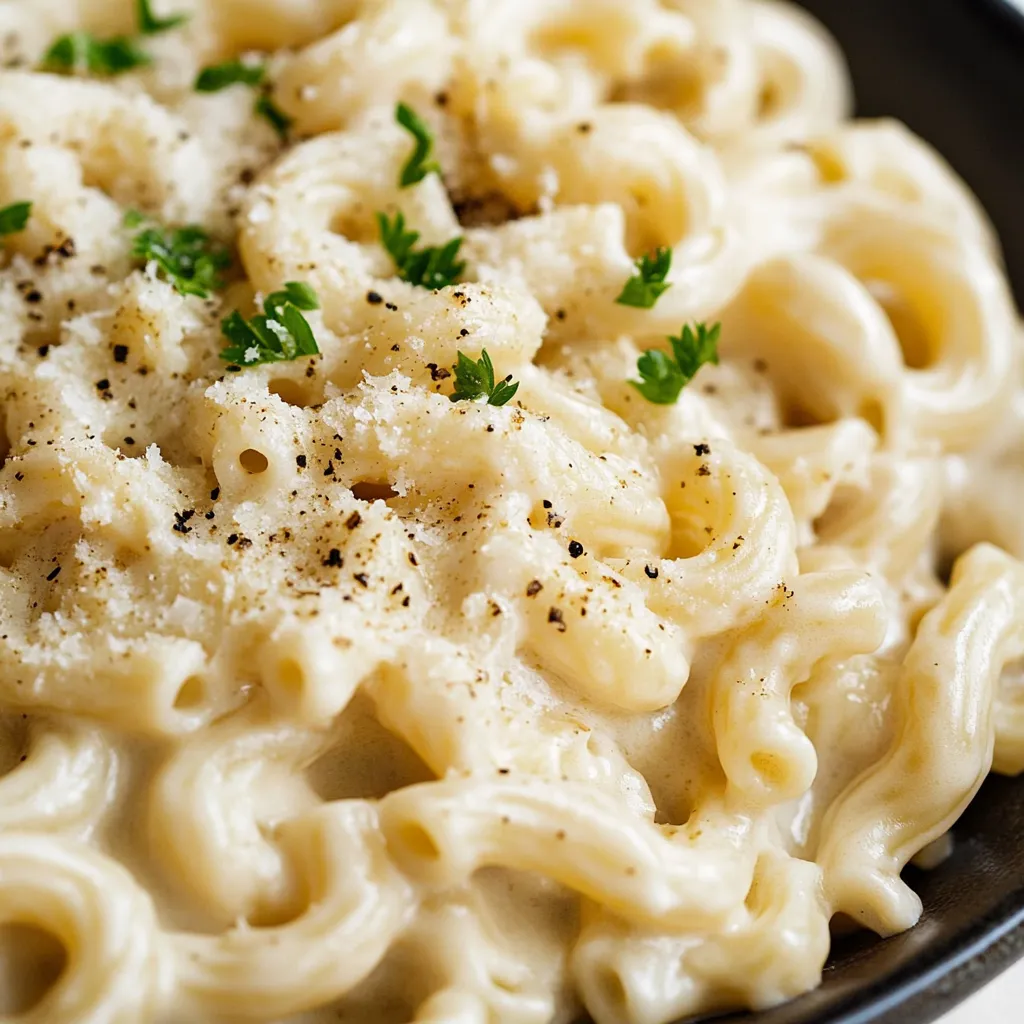 Appetizing cottage cheese alfredo coating pasta strands beautifully.
