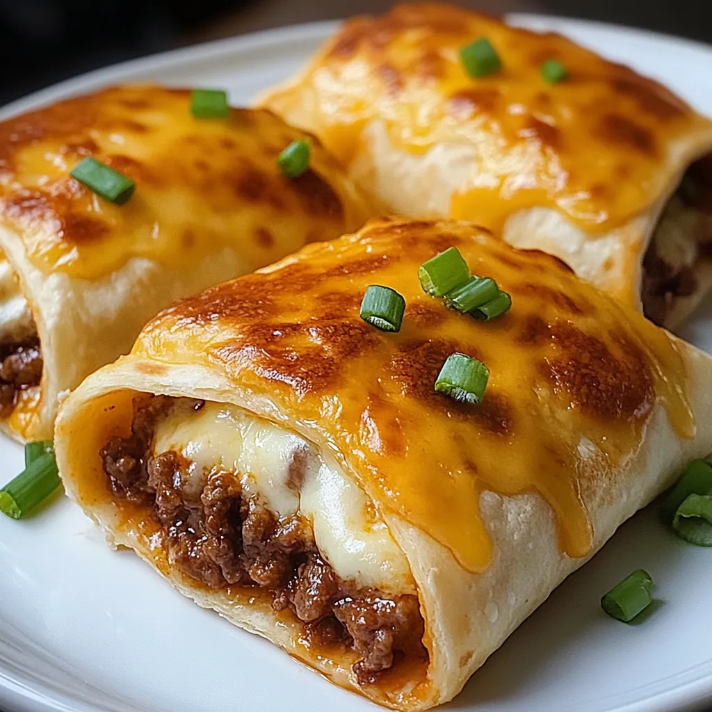 Zoomed-in view of cheesy and beef-filled pockets, showcasing their mouthwatering texture and melted center.