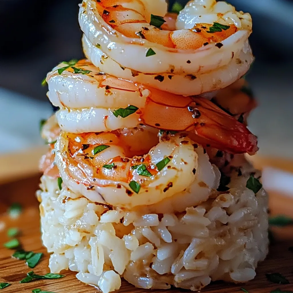 Garlic Butter Shrimp and Rice Stack Dish