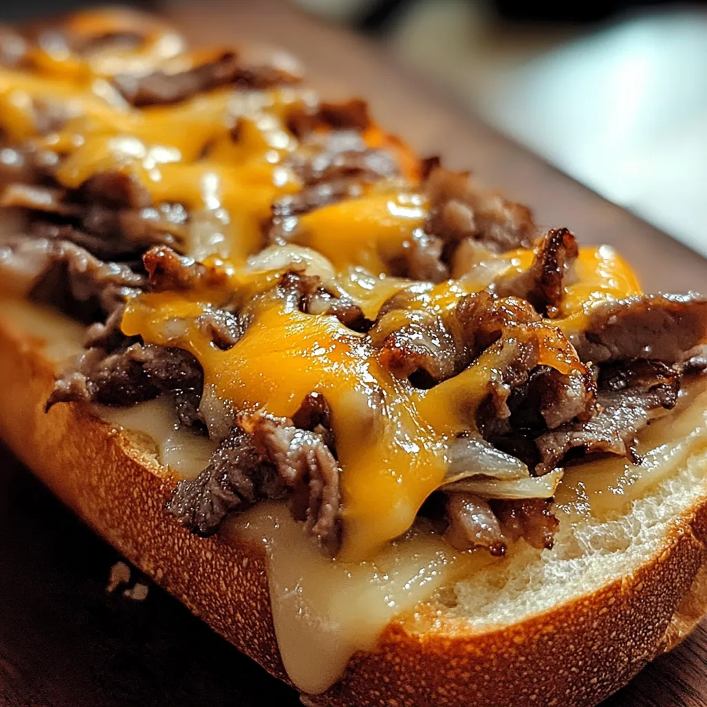 Cheesy Garlic Philly Cheesesteak Bread Sandwich