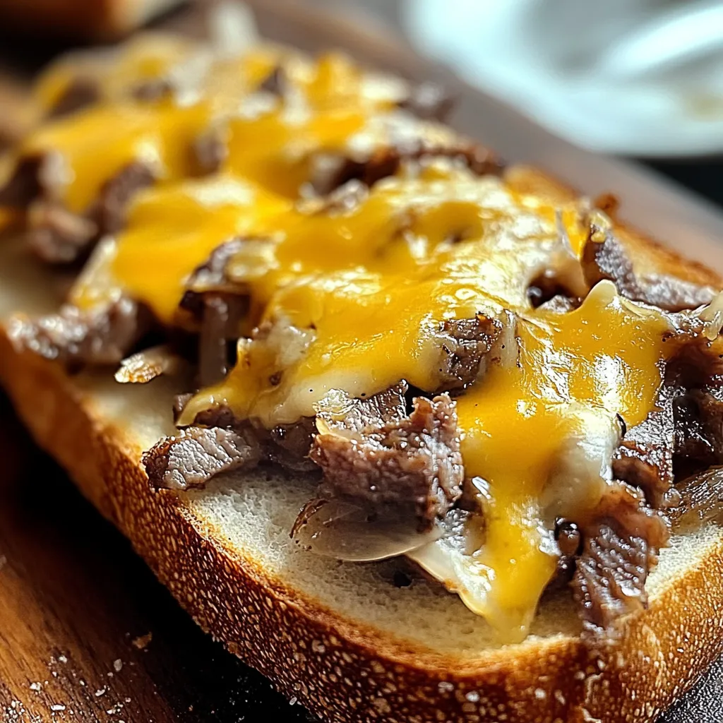 Golden Brown Garlic Philly Cheesesteak Bread