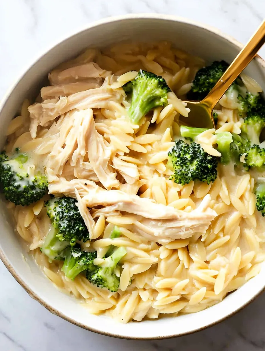 Cheesy Chicken Broccoli Orzo Dinner