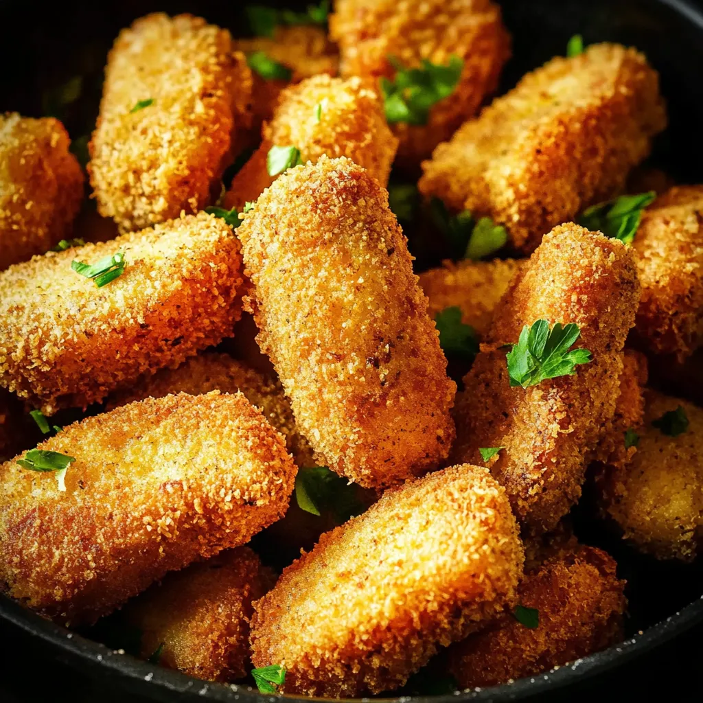 Crispy air fryer fish fingers arranged on a plate.