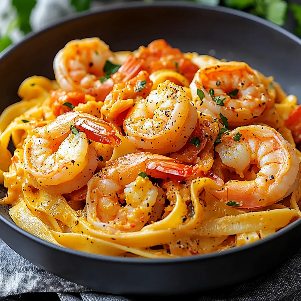 Rich Jamaican shrimp pasta with plump seafood, luscious sauce, and green herbs.