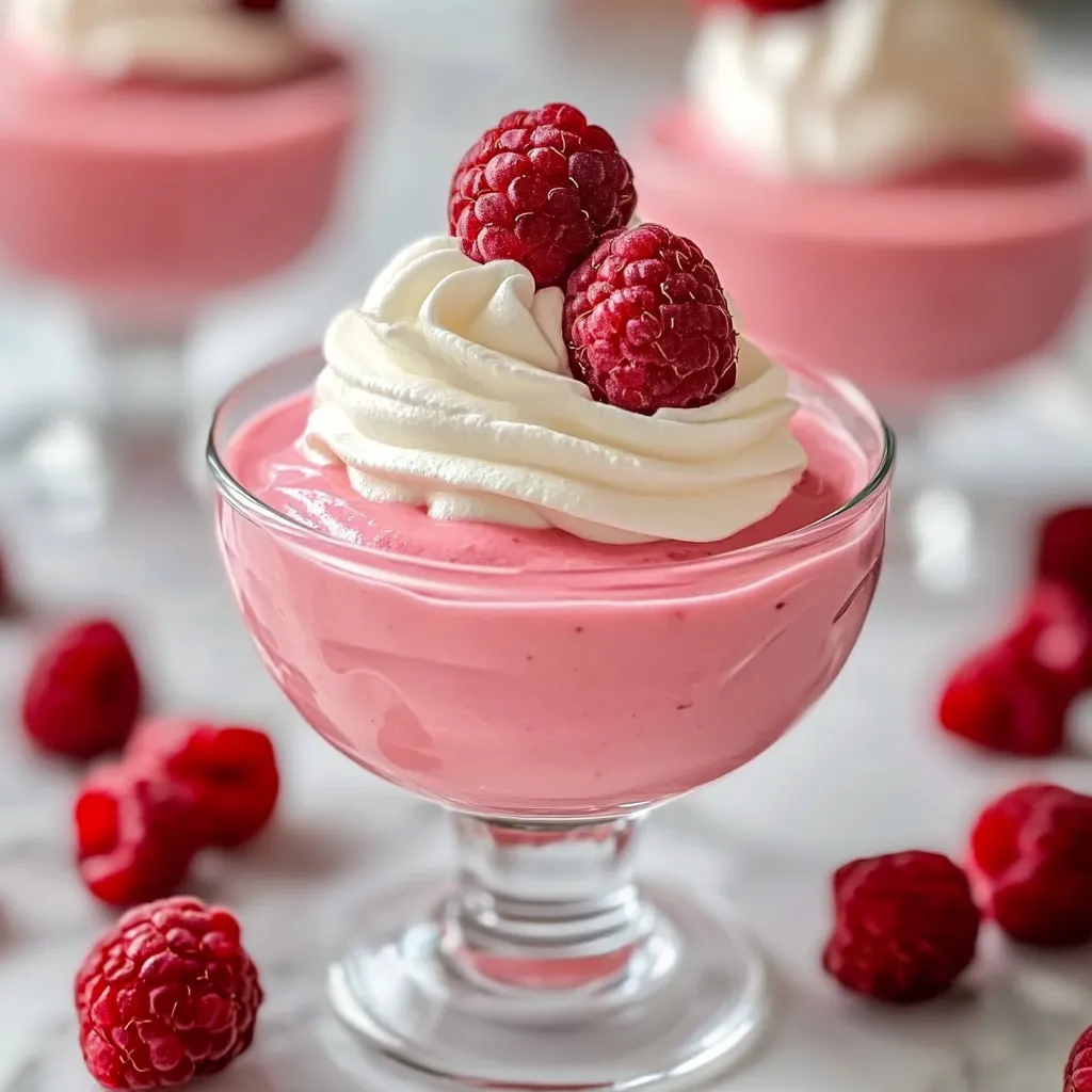 Bowl of fluffy raspberry mousse