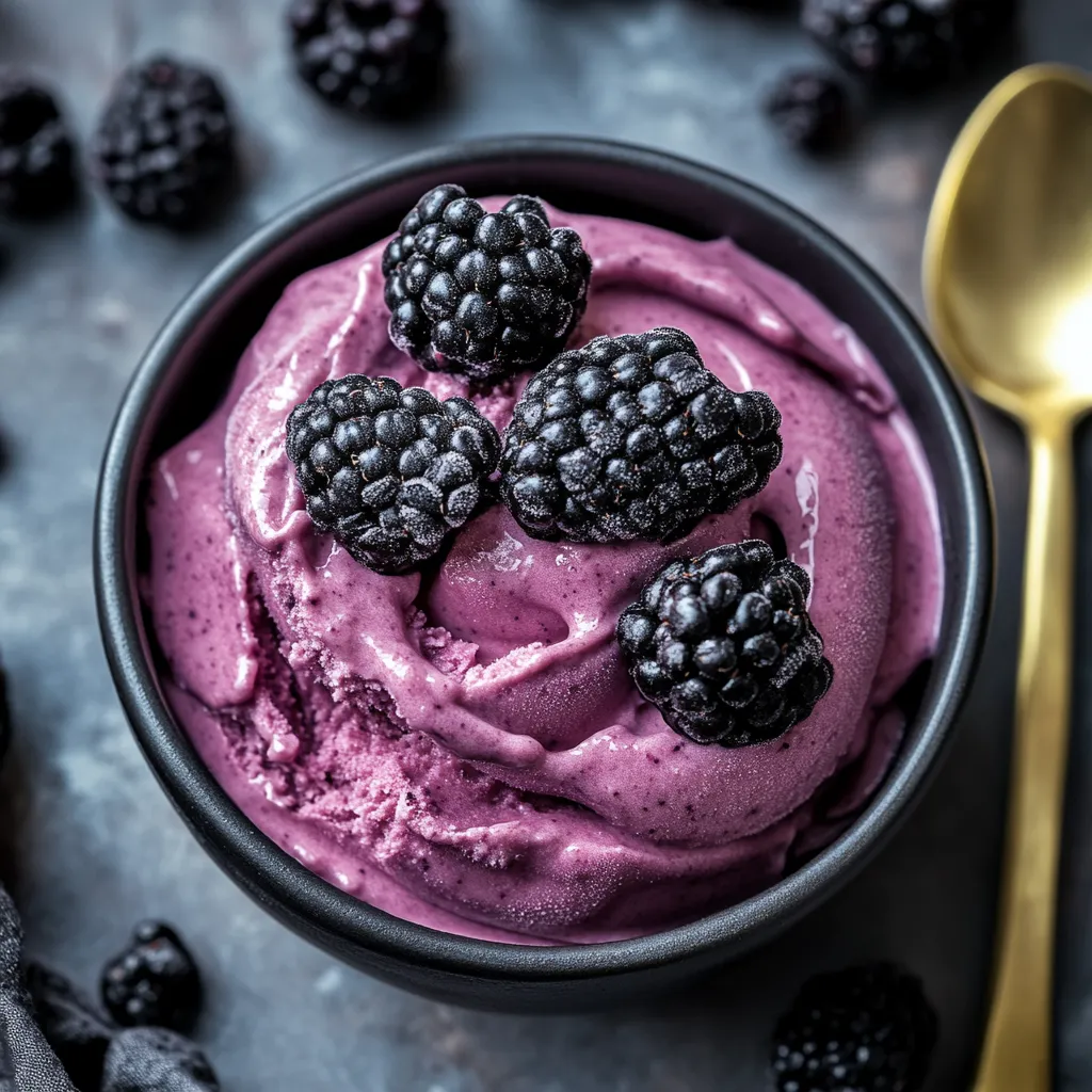 Blackberry mousse in a glass with berries and mint