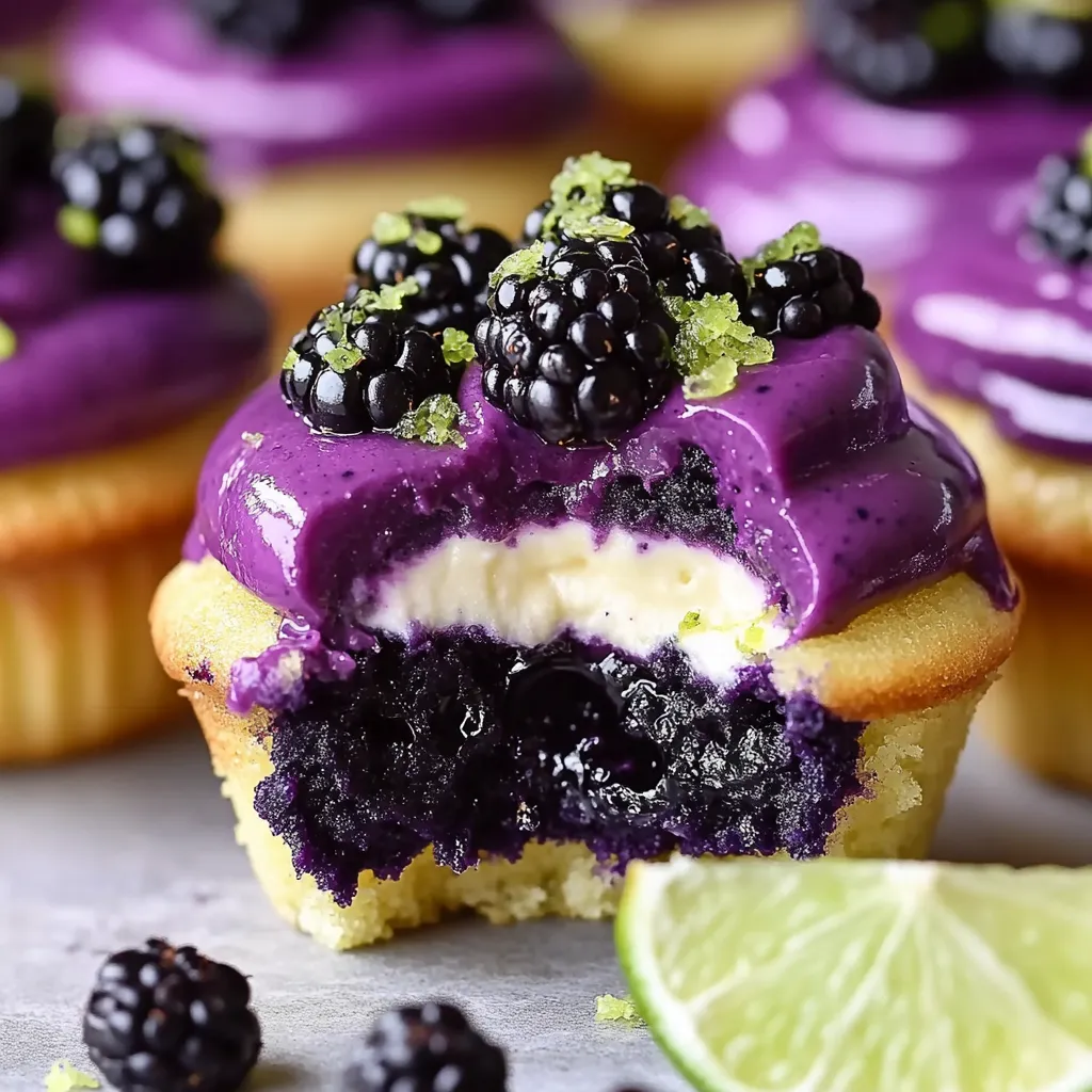 Blackberry Lime Cheesecake Cupcakes