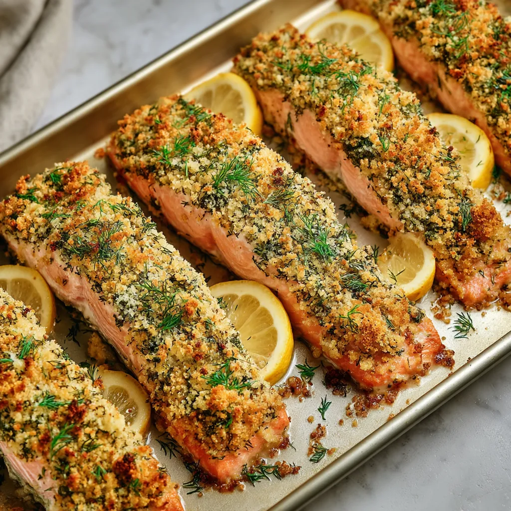 A pan of fish with lemon wedges on top.