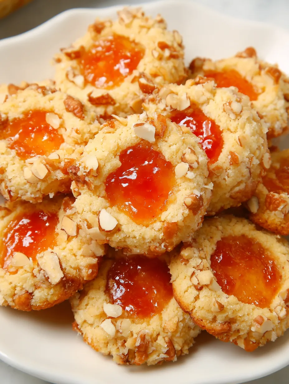 A plate of cookies with jam.