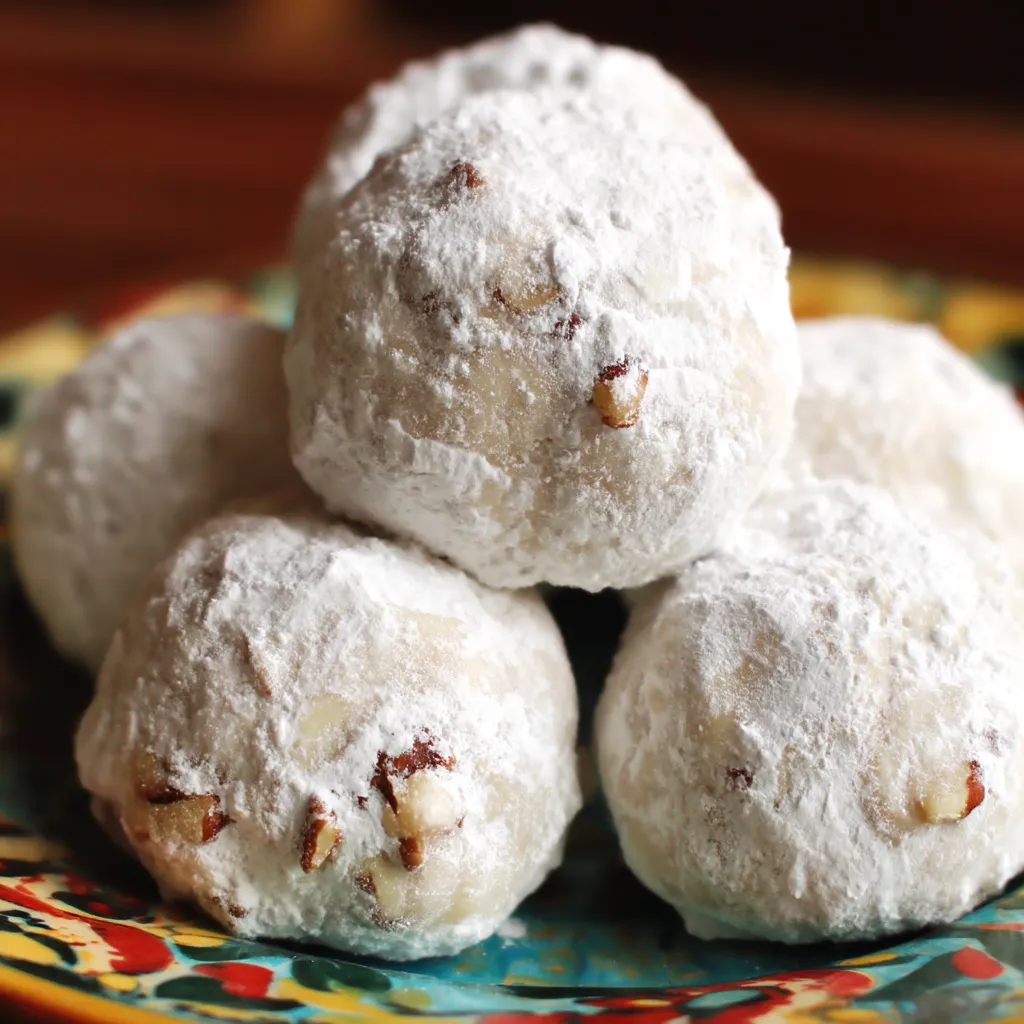 A plate of white powdered donuts.