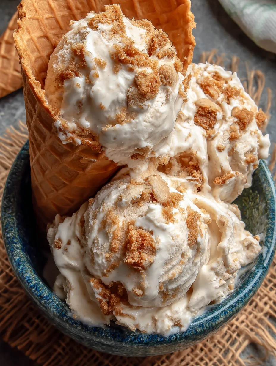 A bowl of ice cream with a scoop of vanilla ice cream and a scoop of caramel ice cream.