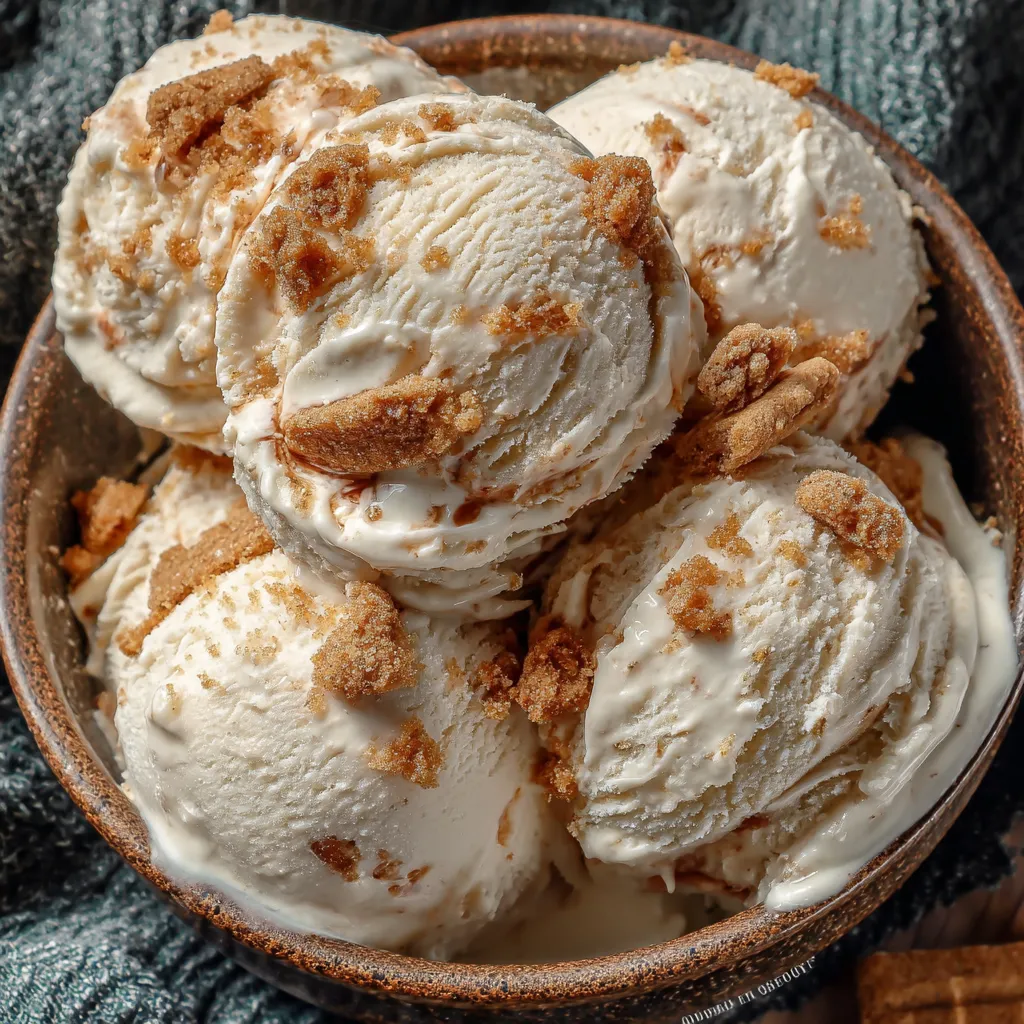 Bowl of ice cream with crumbles.