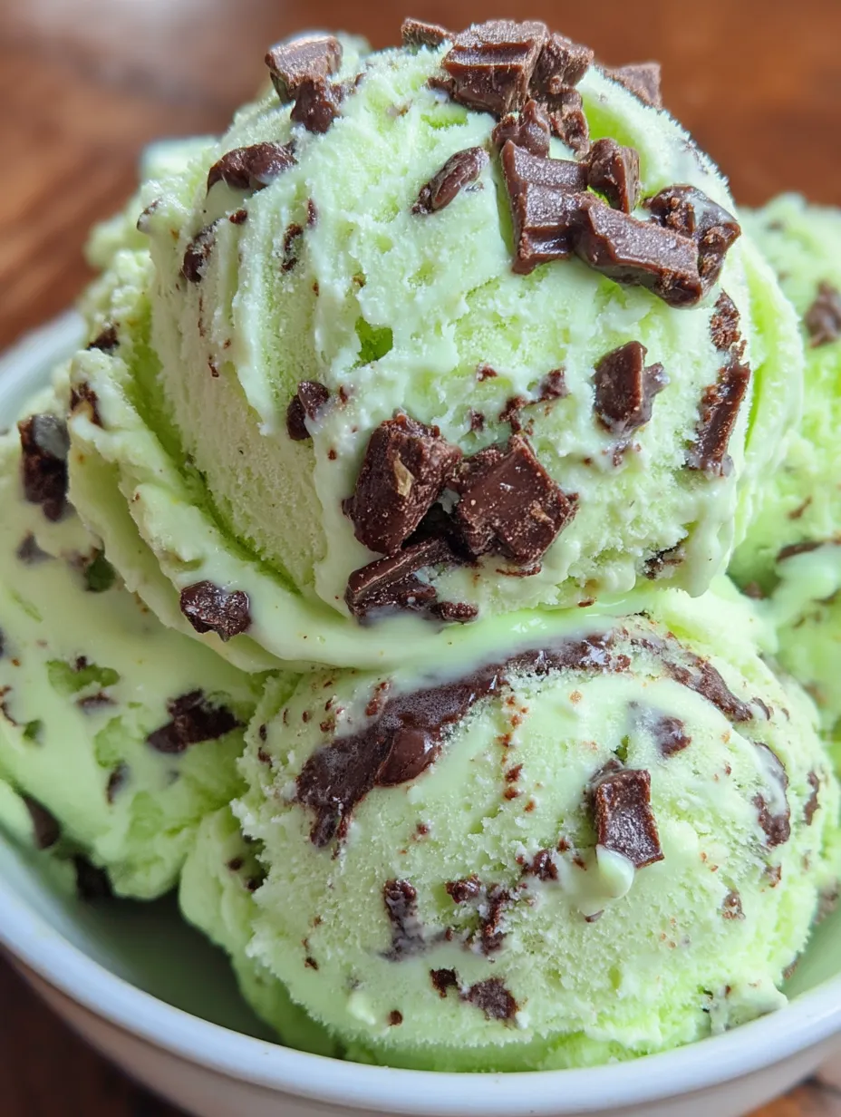 A bowl of chocolate and green ice cream.