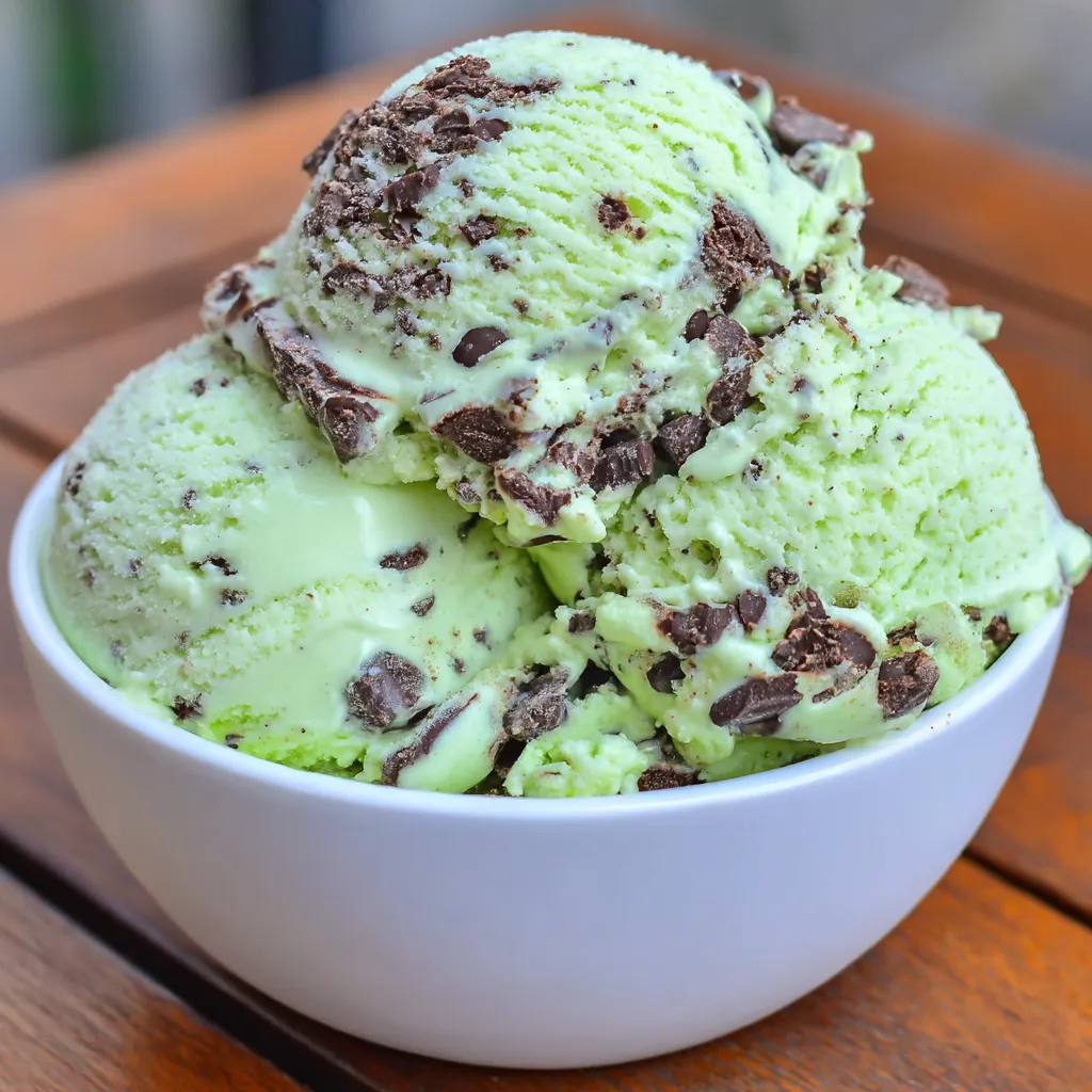A bowl of ice cream with chocolate chips.