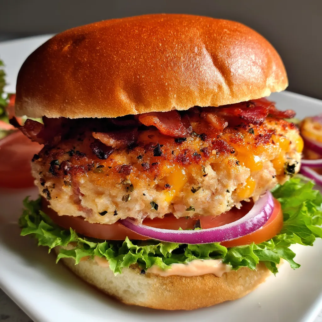 A burger with bacon and cheese.