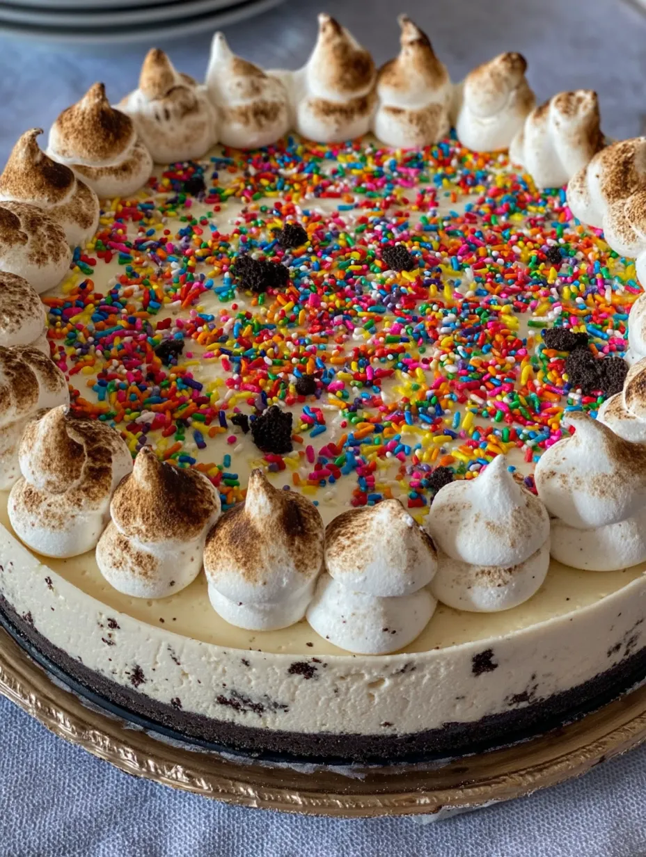 A cake with white frosting and sprinkles.