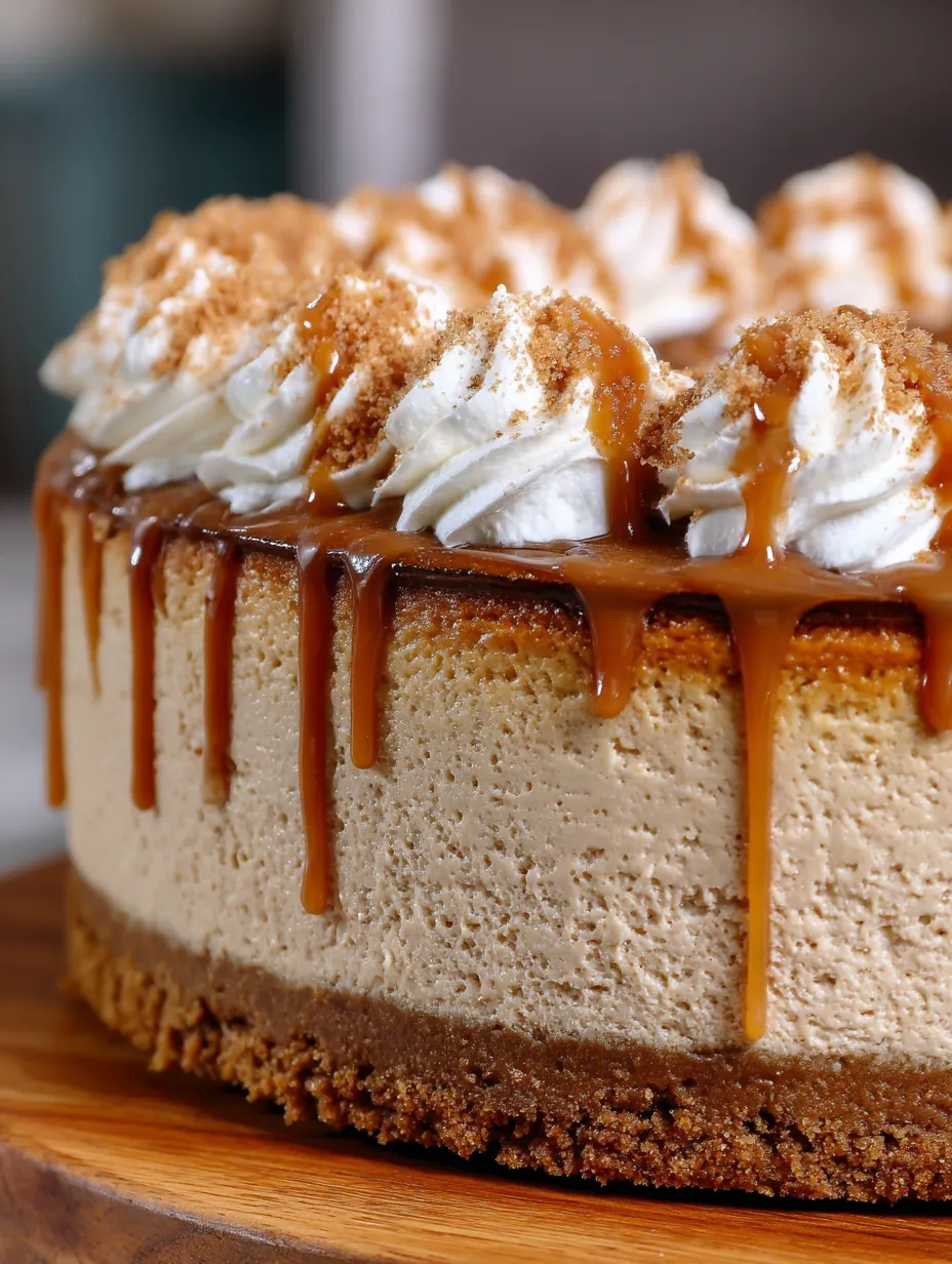 A slice of cake with caramel drizzle.
