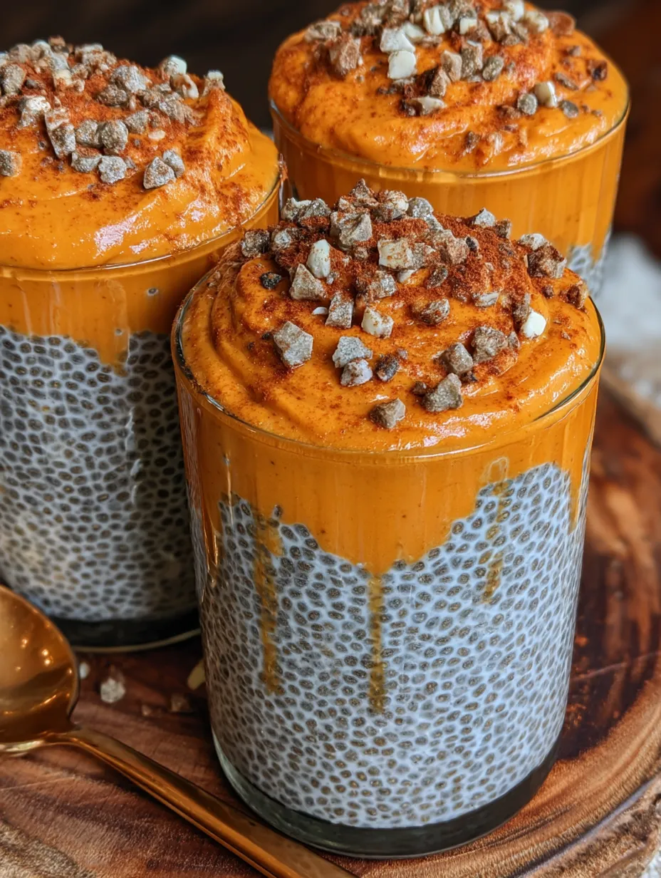 Three glasses of orange food with a spoon in the bottom left.