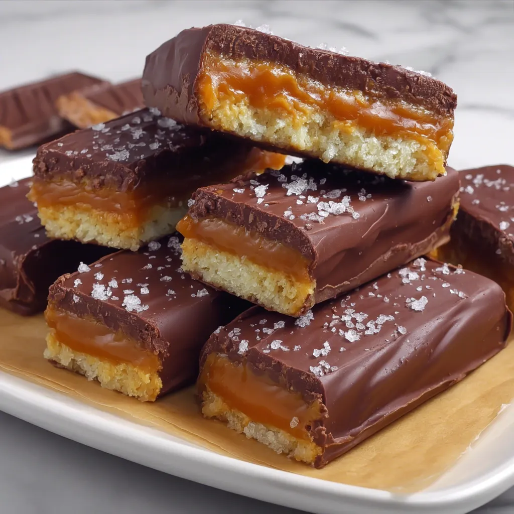 A plate of chocolate desserts with caramel topping.
