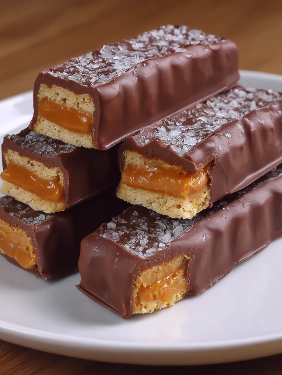 A stack of chocolate bars with peanut butter and jelly.