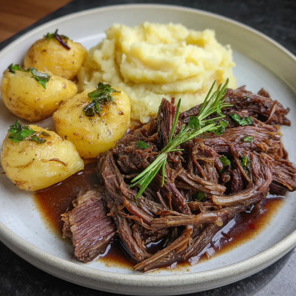A plate of food with meat, potatoes and vegetables.