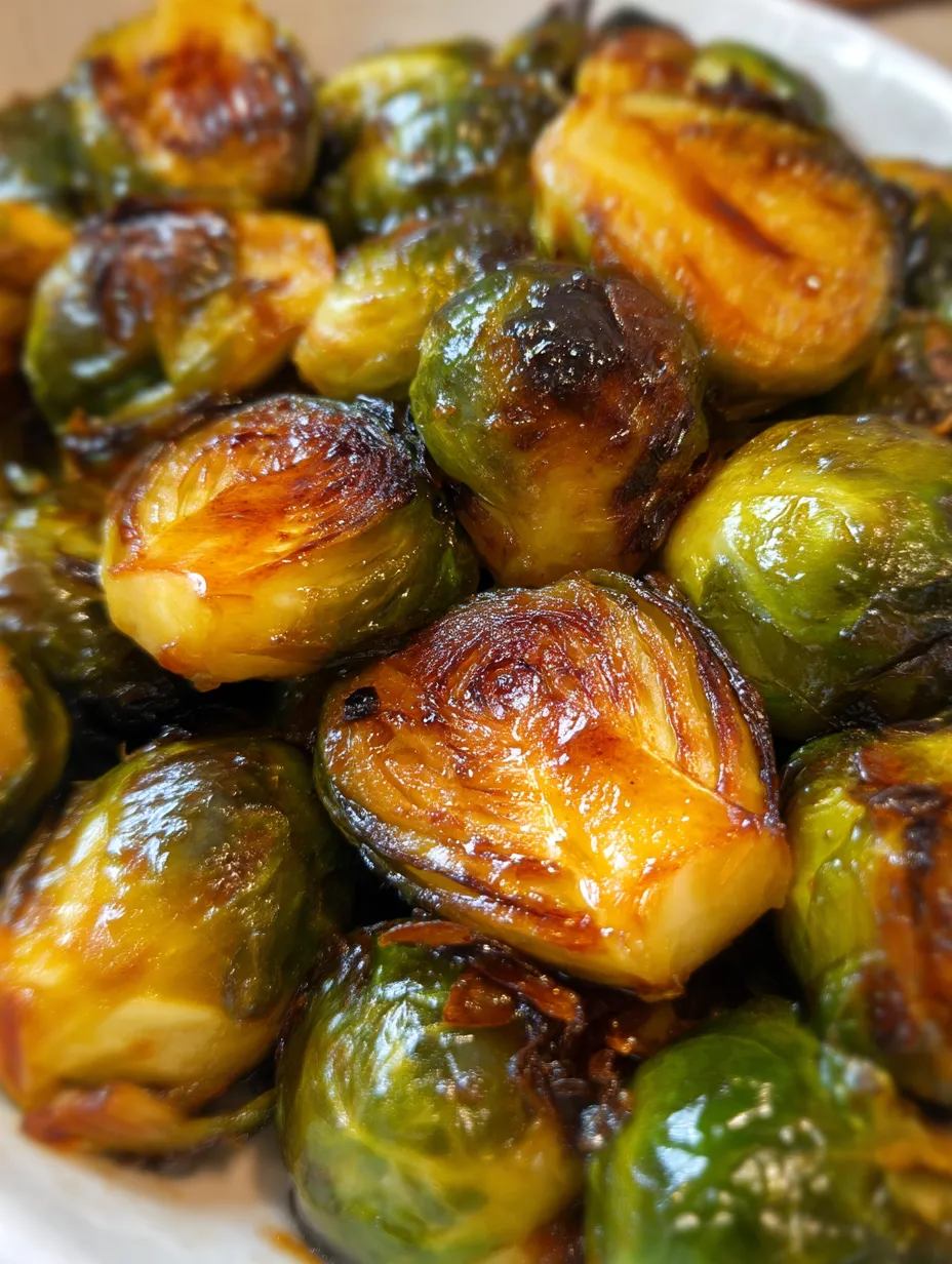 A close up of a plate of cooked brussel sprouts.