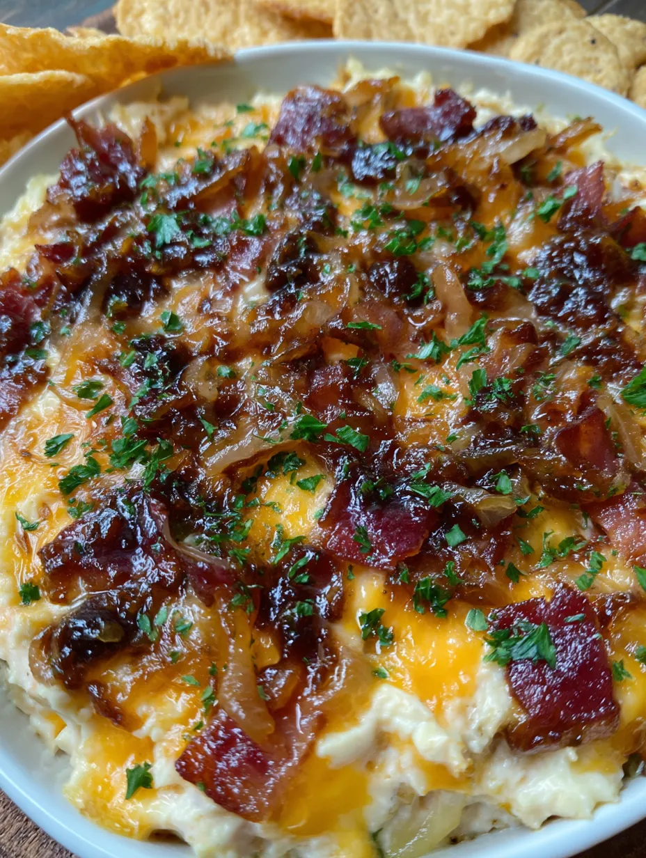A plate of food with bacon and onions.
